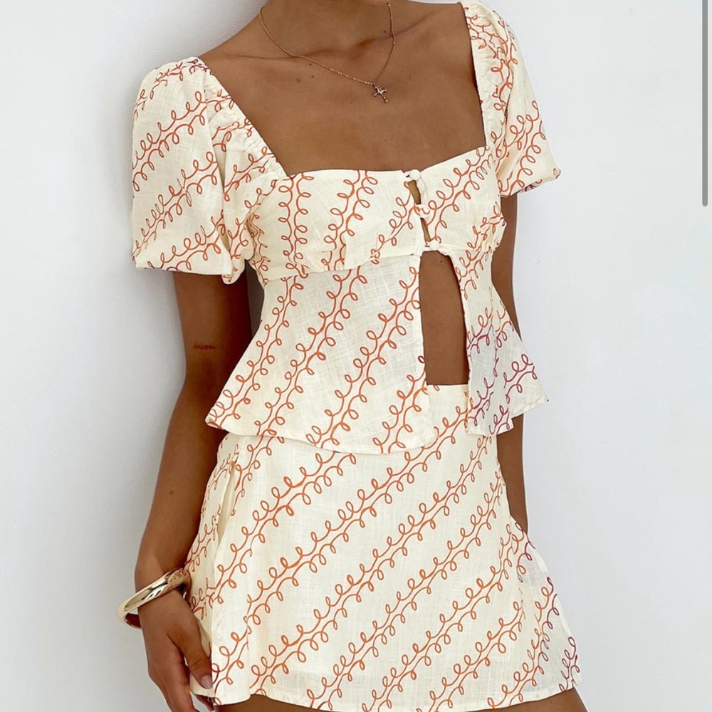 Princess Polly Cream and Orange Skort Set